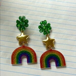 Colorful Shamrock Rainbow Earrings 🍀